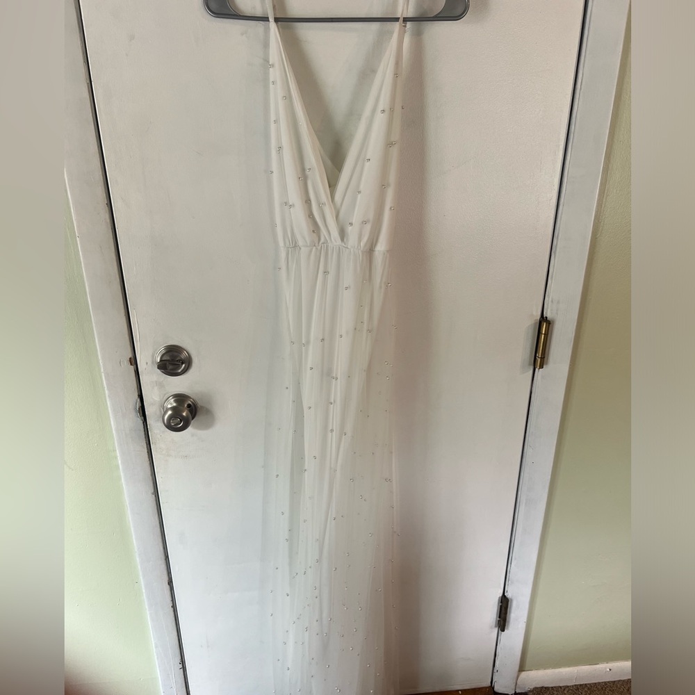 Plus Pearl and White maxi dress